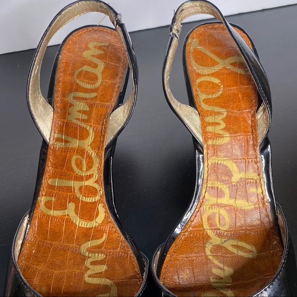 Sam Edelman small black heels pointed toe shiny 8 - Picture 4 of 9